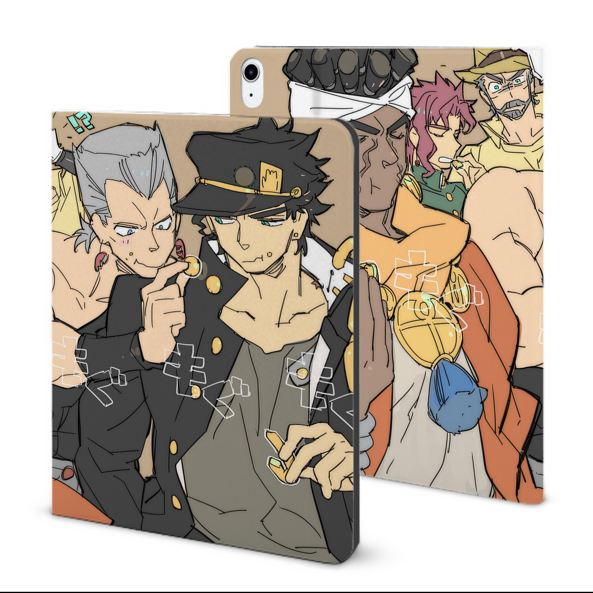 （画像用） ジョジョの奇妙な冒険 JoJo's Bizarre Adventure IPad ケース ブック型 PUレザー TPU 耐衝撃 軽量 薄型 ペン収納なし 全面保護 IPad 各モデル対応